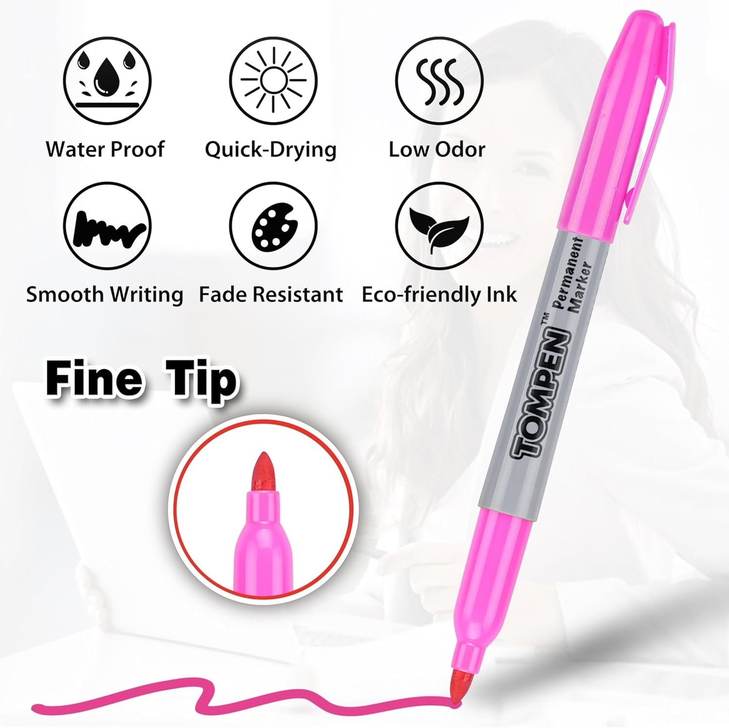 Permanent Markers,Fine Tip,48 Pack Bulk,16 Assorted Colors,Waterproof Permanent Marker Pens with Quick Drying on Wood,Plastic,Paper,Metal,Mirror for Drawing Coloring Art Writing Poster