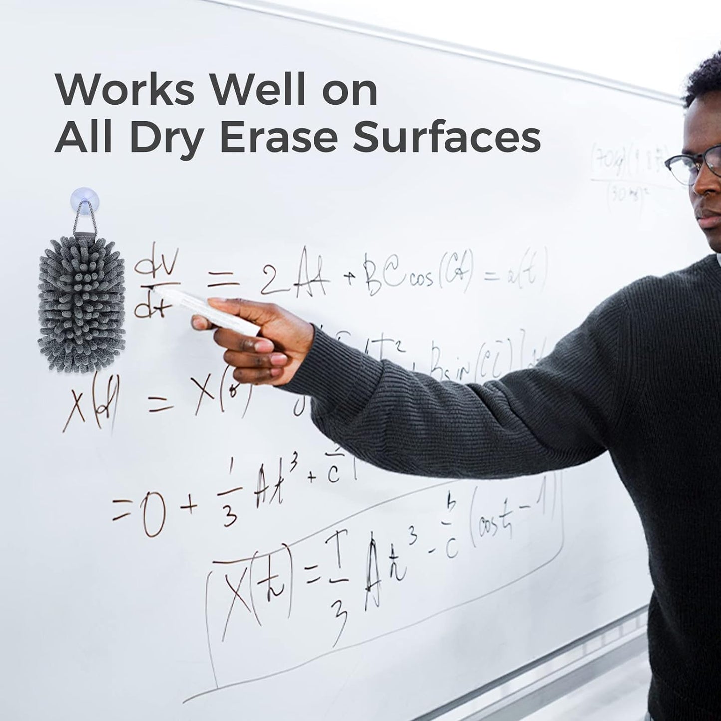 loukin Shag Dry Erase Eraser(4 Pack), Microfiber Whiteboard Eraser, Washable Glass Board Erasers, for Classroom, Home and Office Use (2 Bottles of 3.4 fl oz Whiteboard Cleaner Included)