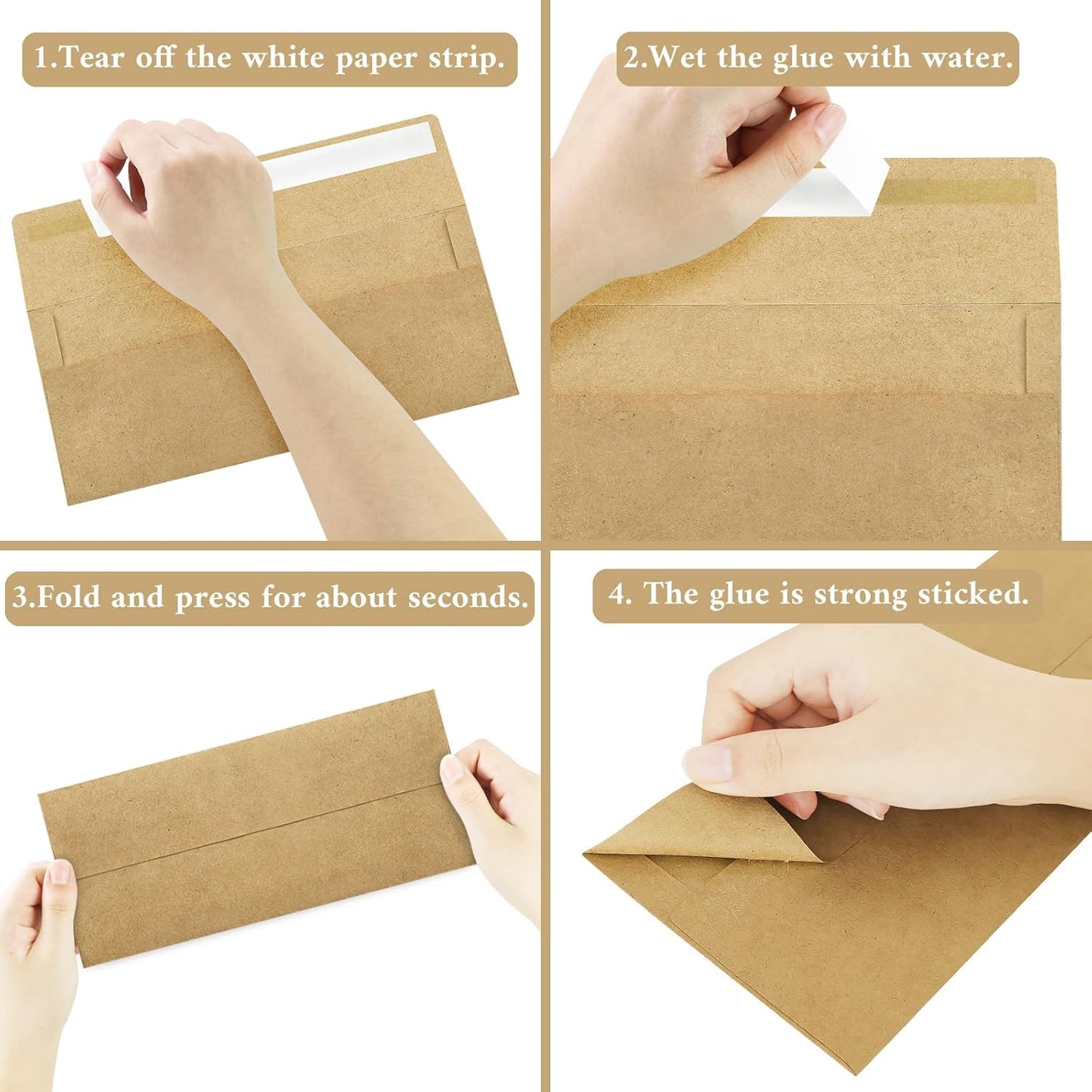100 Pack #10 Business Envelopes, Brown Kraft Standard Envelopes Self Seal, Letter Size Mailing Envelopes for Checks Letters Invoices Christmas Birthday Graduation Wedding, 4 1/8 x 9 1/2 Inch