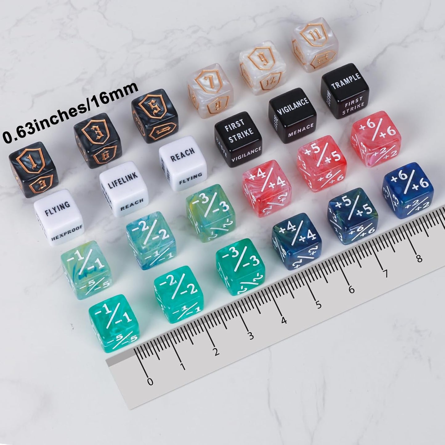 100 Pieces MTG Dice Counters Set Bulk Ability Keyword Tokens Shield Life Counters 6 Sided Dice for Magic The Gathering TCG Card Gaming Accessories (Dice Set (B))