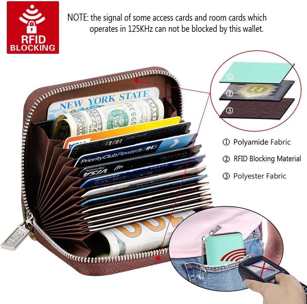 FurArt Zipper Wallet Women, RFID Blocking Credit Card Wallet, Business Card Holder, Compact Size KeyChain Wallet