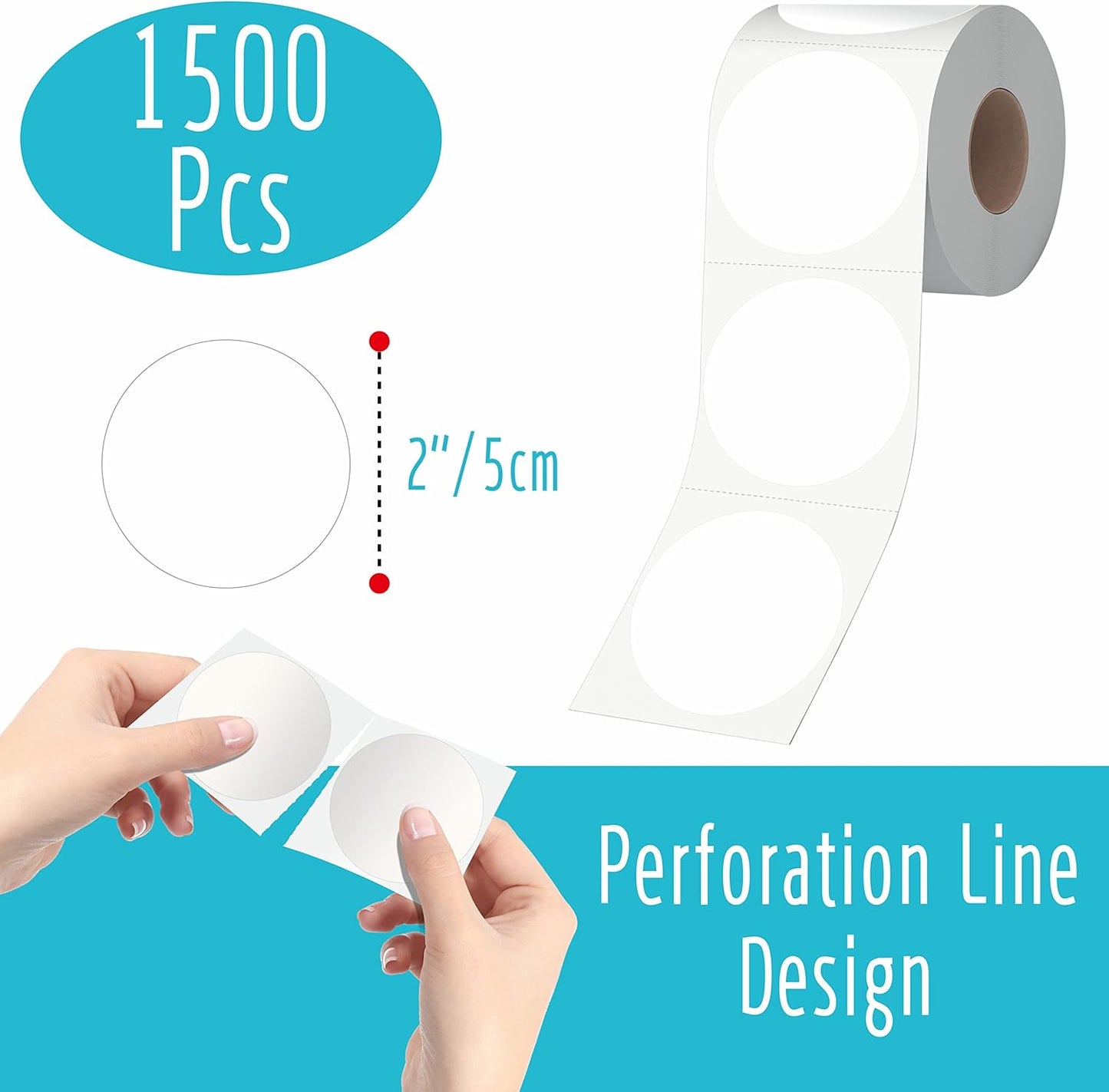 1500 PCS Round Clear Seal Stickers, Transparent Envelope Mail Wafer Seal Self Adhesive Package Circle Label Dots with Perforation Line for Envelopes, Boxes and Gift Packaging (2” in Diameter)
