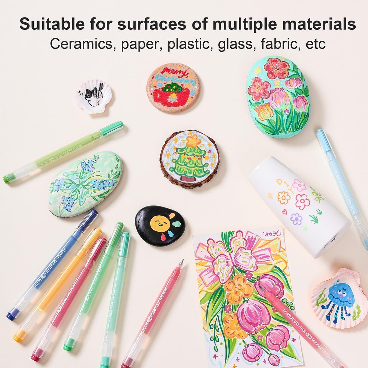 Acrylic Gel Pens for Coloring Books, Quick Dry 6 Pcs 1.0mm Fine Point Gel Marker Pen for Drawing, Journaling Art, School Supplies, Skin Color-2