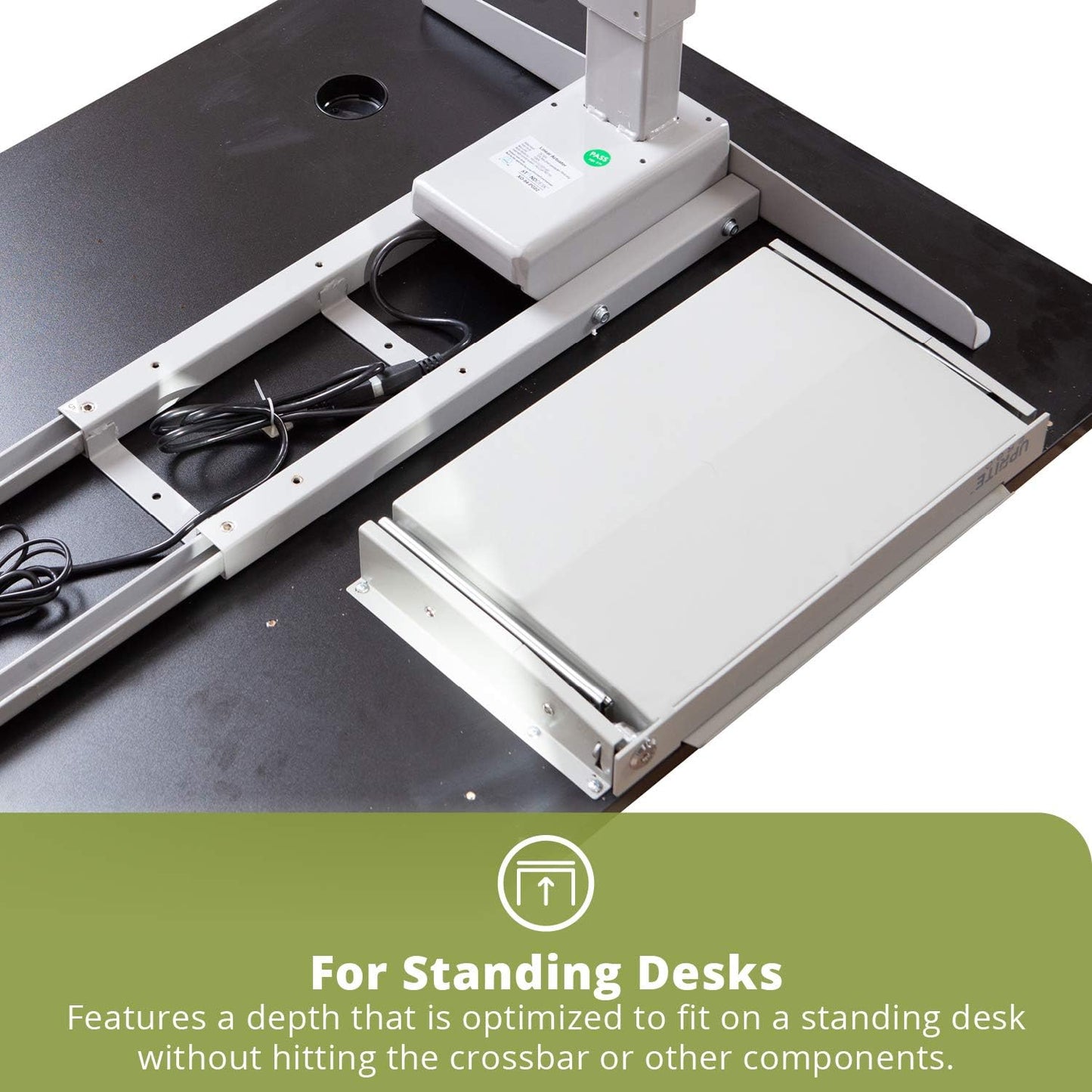 Perfect Posture Max Under Desk Storage Drawer – Large Desk Drawer with Lock for Regular & Sit-Stand Standing Desks, White (19.5” x 9.5”)