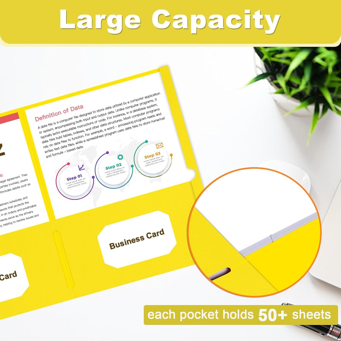 Folders with Pockets, LAYZZ 30 Pack Paper Pocket Folders, 2 Pocket Folders Fits Letter Size Paper, for School Office and Home (Yellow)