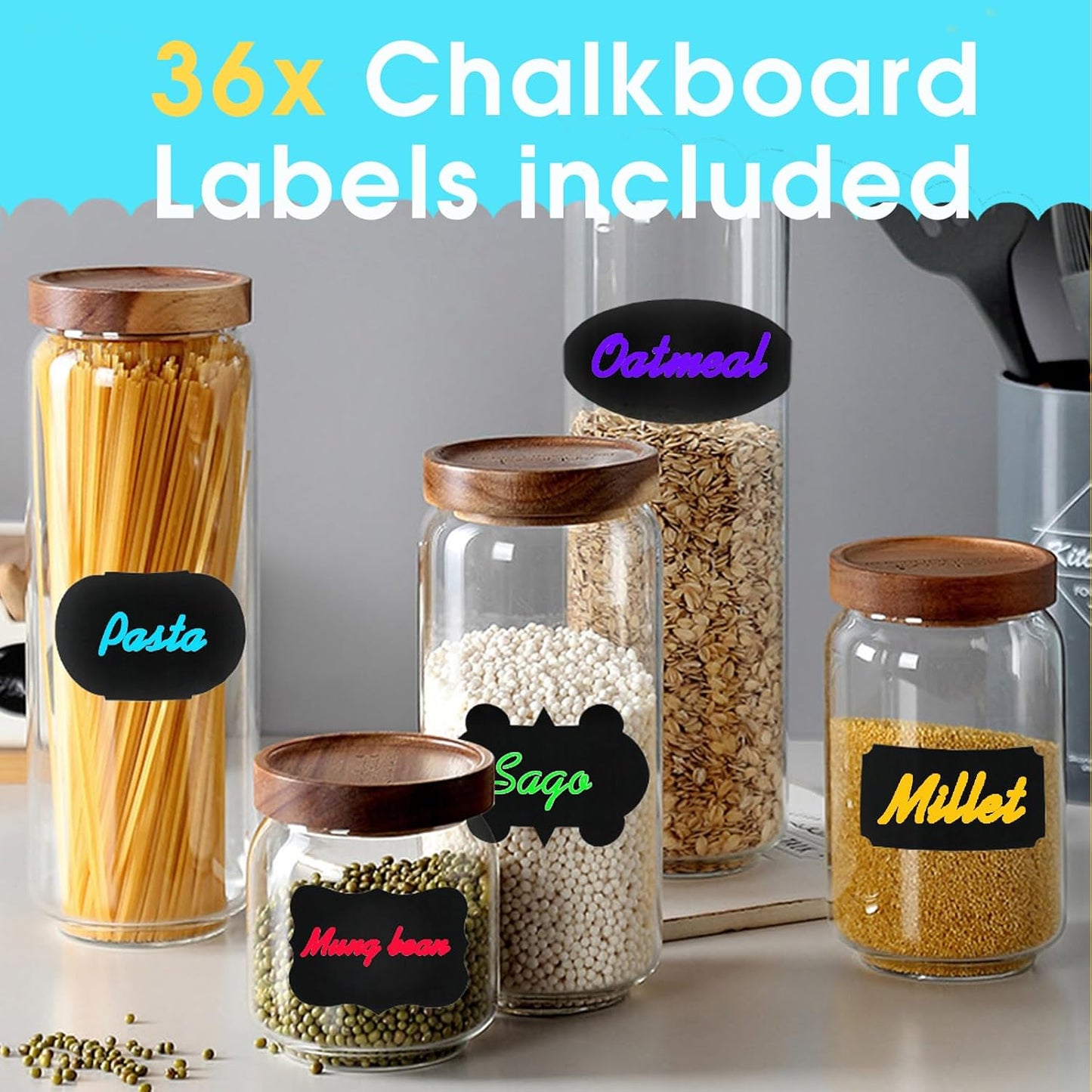 Liquid Chalk Markers for Blackboard, 24 colors Erasable Chalk Markers Pen for Windows, Glass, Chalkboard, Blackboard, Auto, Mirror, Calendar - 6mm Reversible Bullet&Chisel Tip &36pcs Chalkboard Lables