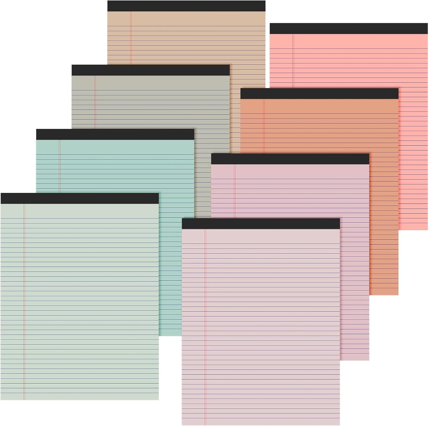 Fuutreo 8 Pcs 8.5'' x 11'' Colored Legal Pad Writing Pads Narrow Ruled 50 Sheets Per Notepad Perforated Writing Notepad Office Supplies for College Office Business (Bohemian Color)