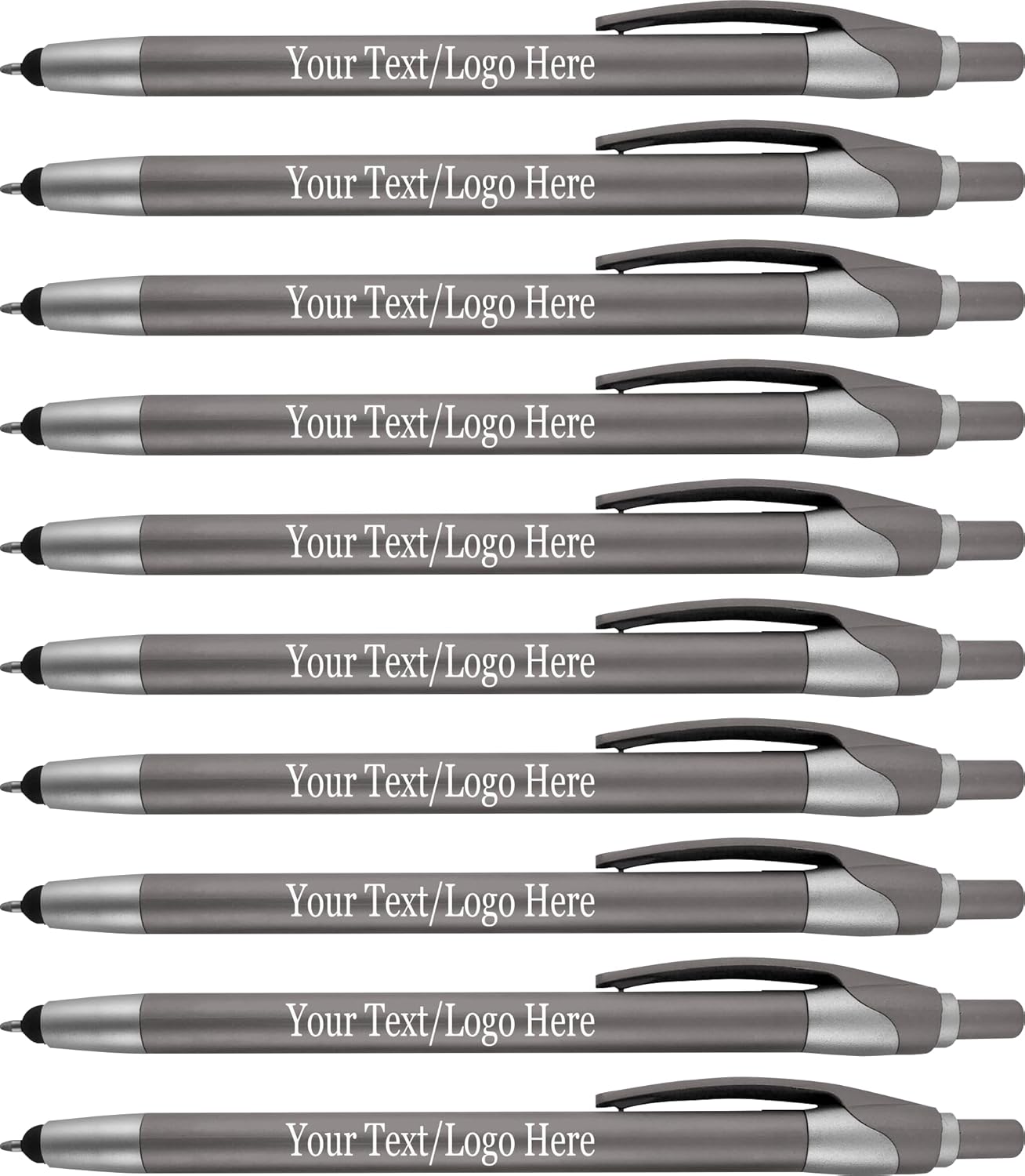 Personalized Pens in BLUE INK With your Custom Logo or Text Pens-Pack of 450- for Marketing, Parties, and Events, 2 in 1 Capacitive Stylus & Ballpoint Pen Compatible With Touchscreen Devices, Grey