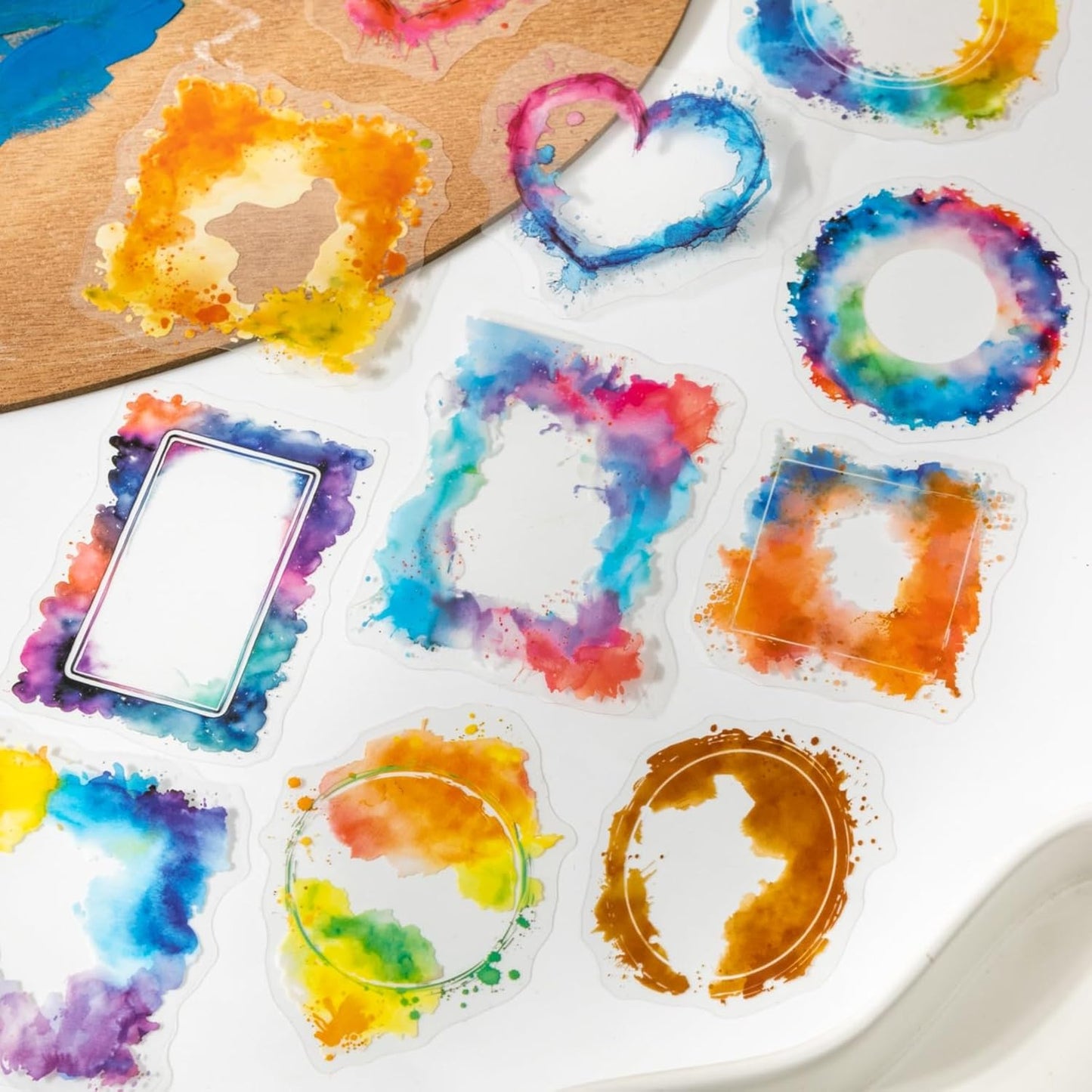 120 Pieces Creative Colors Frame PET Scrapbook Stickers, 6 Pack Aesthetic Background Window Frames Decorative Stickers for Journals, Crafting, Art Projects, Phone Case, Journal Album Decoration