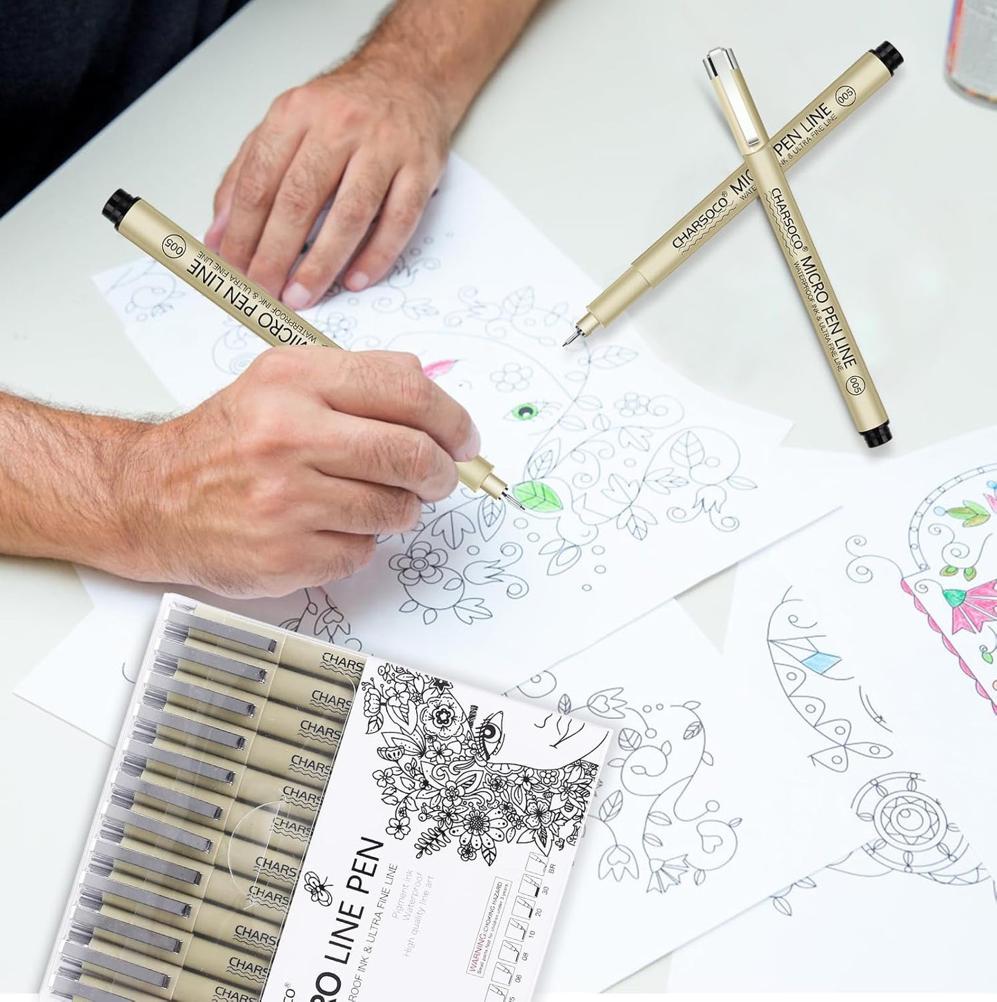 Black Micro Pens, 12 Sizes in 0.23mm - 5mm, Waterproof Archival Ink, Fine Point Pen for Artist Illustration, Sketching, Anime, Manga and Technical Drawing