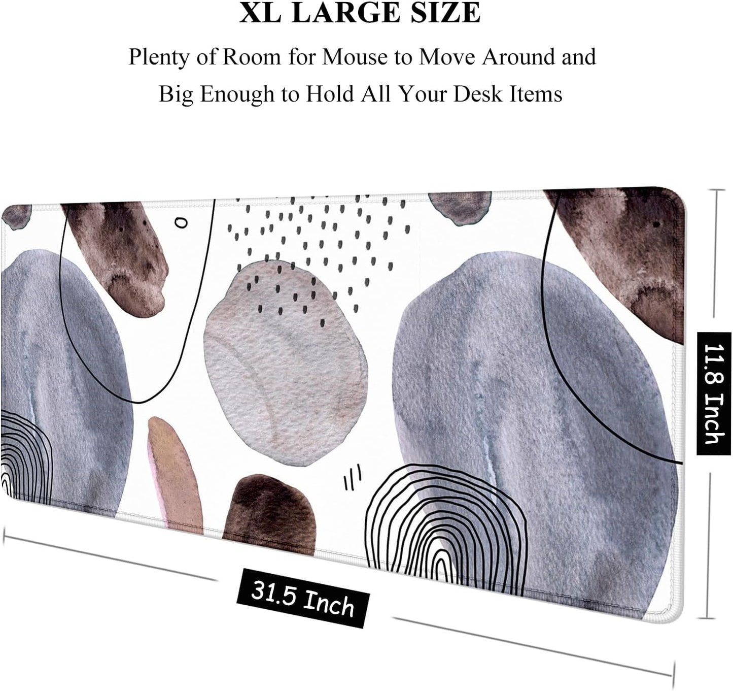 Auhoahsil Large Mouse Pad, XXL Gaming Mousepad, Desk Mat for Desktop, Thick Rubber, Big & Long Size, Stitched Edges, Full Desk Pad for Laptop & Computer, Extended 31.5 x 11.8 in, Watercolor Stone