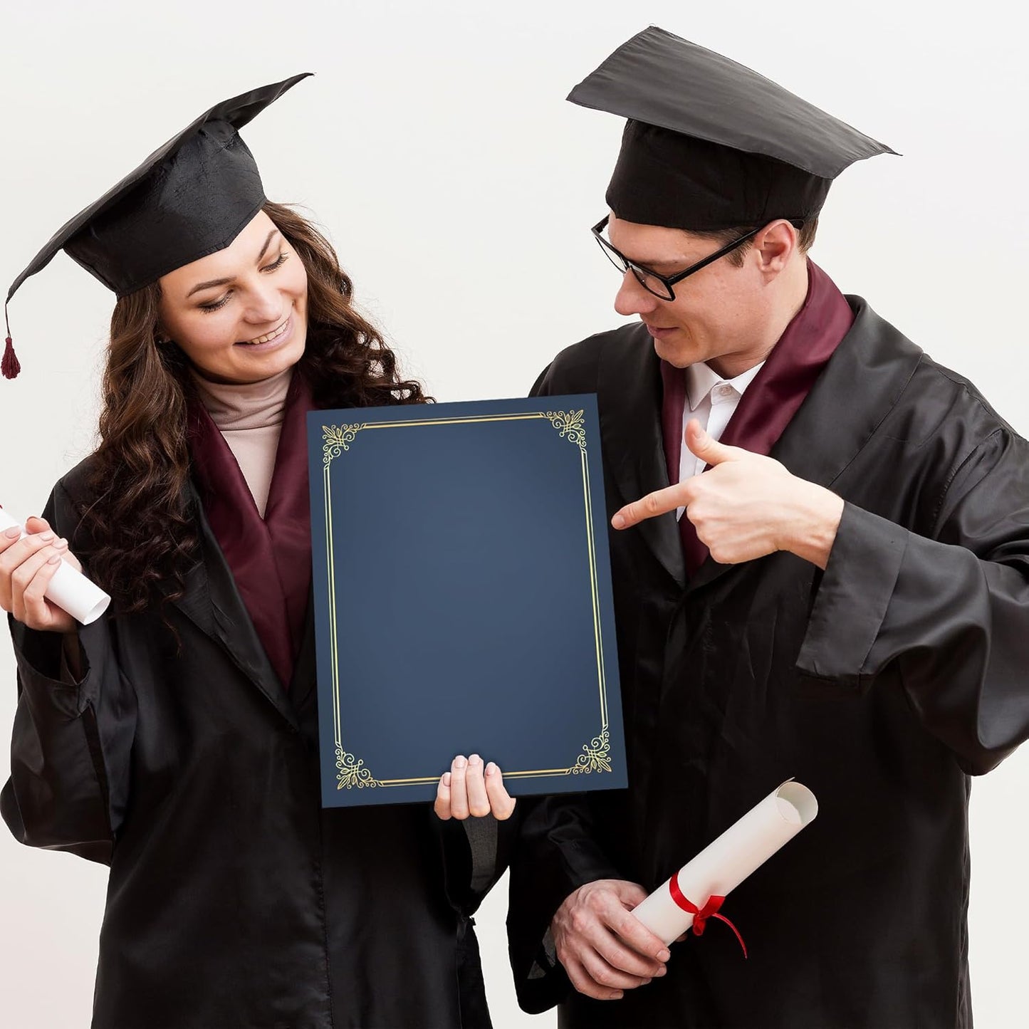 GNL Certificate Holders - 25 Packs Blue Diploma Holders, Certificate Covers with Gold Foil Border, for Letter Size 8.5 x 11 Certificate Paper, Award, Graduation, Documents