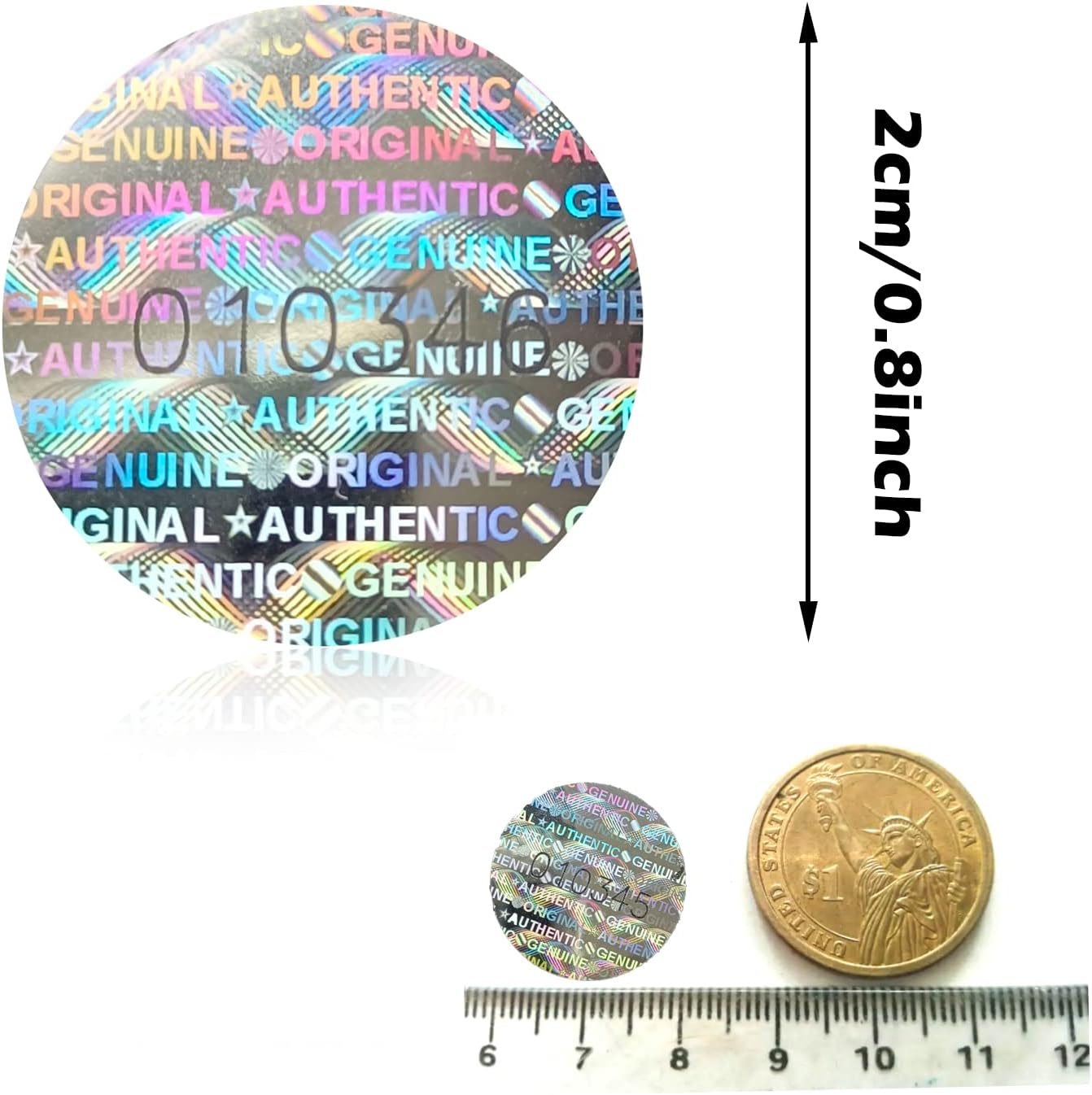 GQYH Round Tamper Evident Stickers - High Security Warranty Void Seal Genuine Authentic Hologram Labels with Unique Sequential Serial Numbering - Circle Tamper Proof Stickers (320pcs)