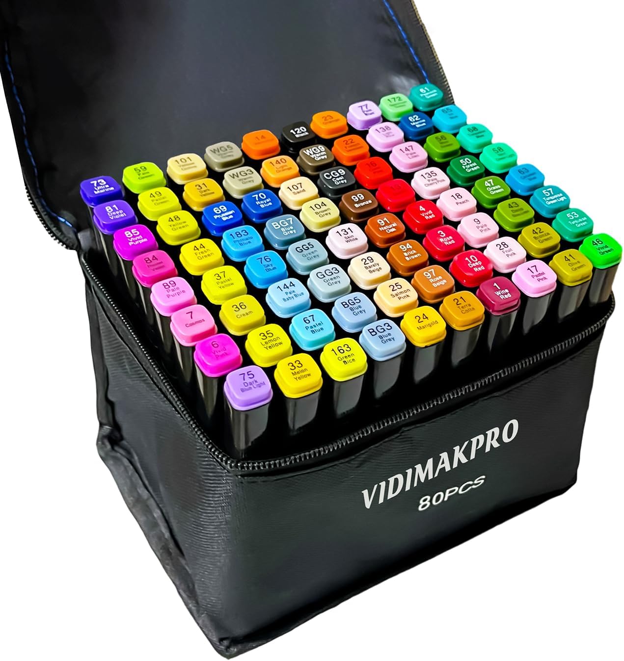 Alcohol Markers 80 Colors with Base Dual Tip Art Drawing Markers for Kids Students and Adults Comics Sketching Illustration - Refillable