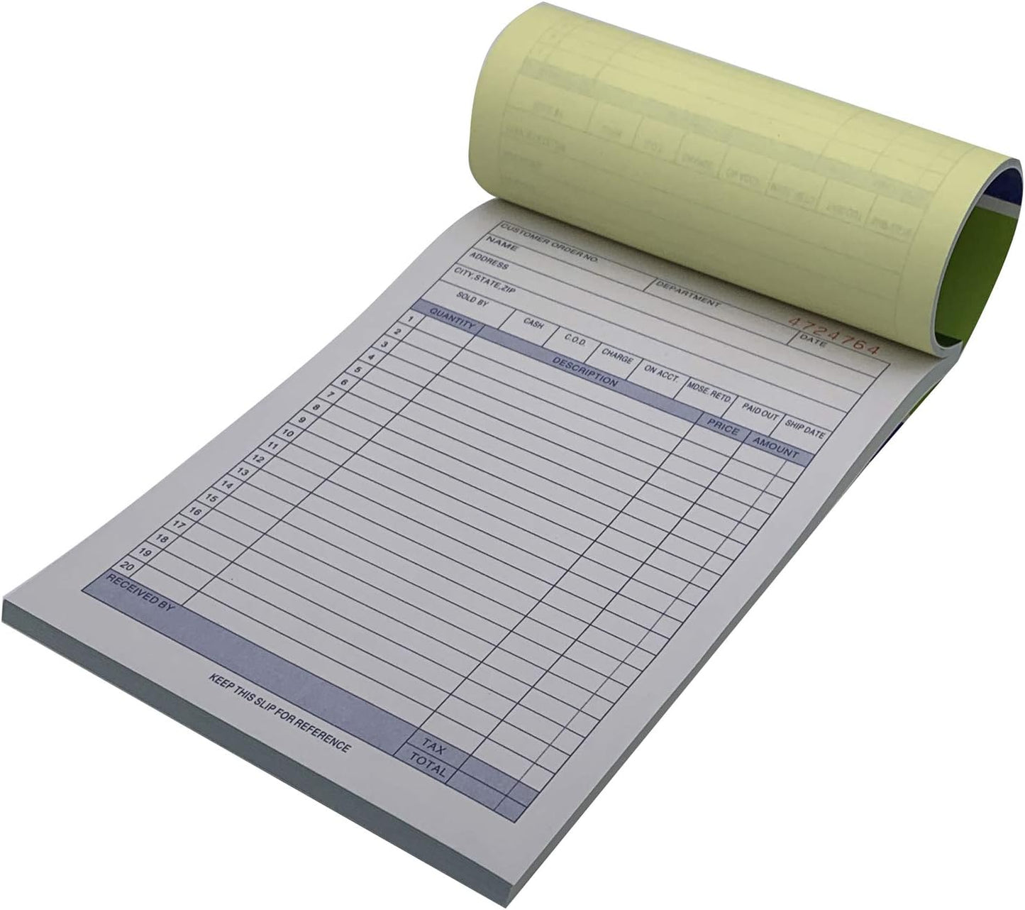 10 Pack Large Sales Order Book Receipt Invoice Duplicate Carbonless 50 Sets 5.9/16" X 8.7/16" (10 pck Vertical)