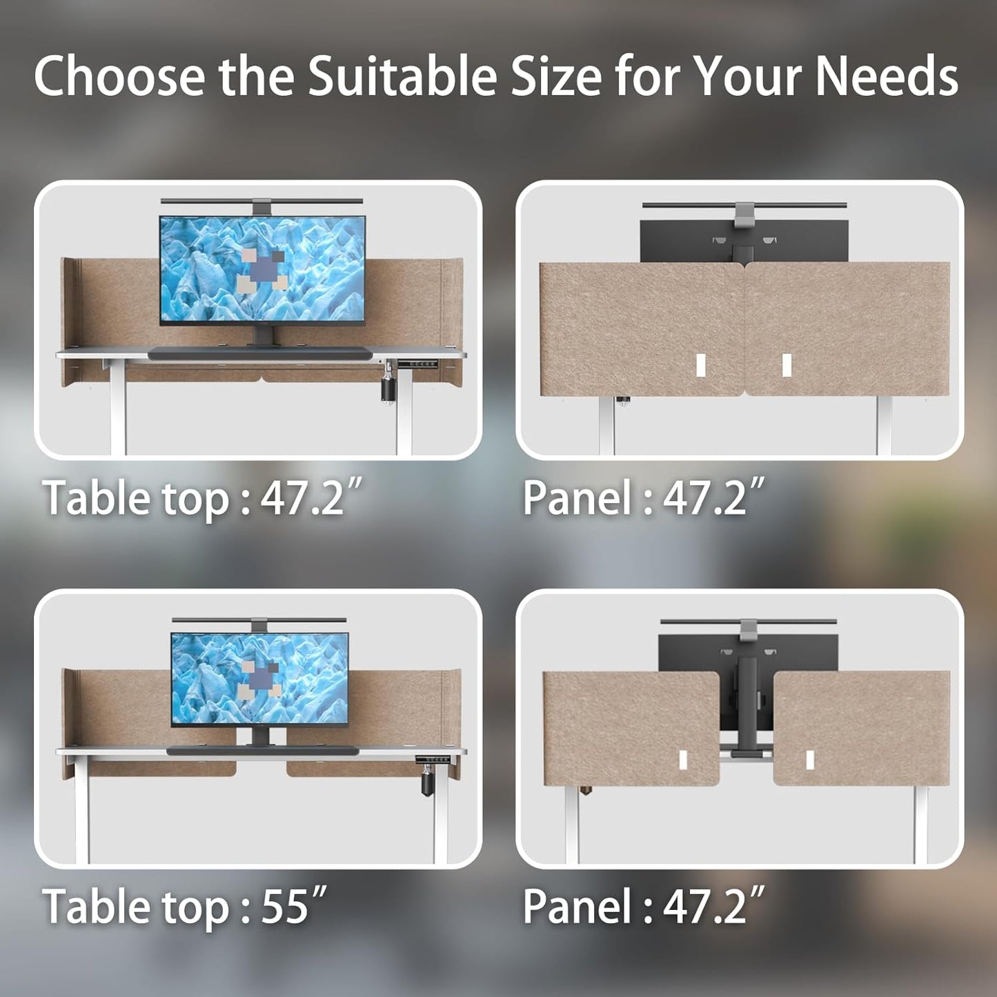 2-in-1 Adjustable Desktop & Under Desk Privacy Panel - 2PCS L-Shaped Acoustic Desk Divider That Reduce Noise and Visual Distractions, For Home Office Classroom (Dark Camel, 47.2" x 17.7")