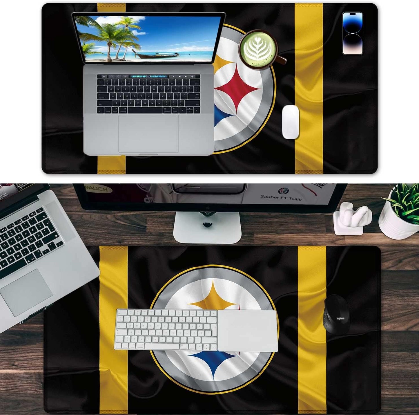 XXL Professional Gaming Mouse Pad, Large Computer Keyboard Mouse Mat Desk Pad with Non-Slip Base and Stitched Edge for Home Office Gaming Work, 31.5x15.7in Extended Mouse Pad Desk Accessories