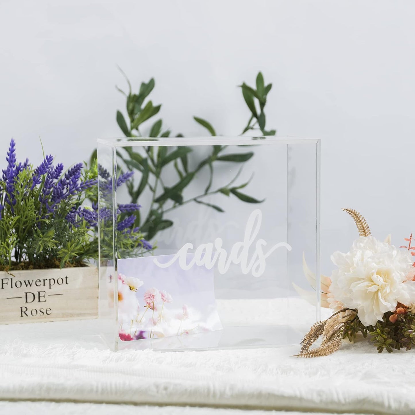 10” Acrylic Card Box - Wedding Card Box for Reception, Birthday, Party, Money Box, Wishing Well, Graduation Party, Elegant Large Clear Card Box-ACB001