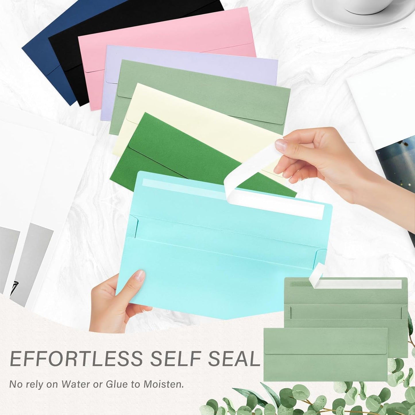 100 Pack #10 Business Envelopes, Self Seal Standard Sage Green Envelopes for Secure Business & Legal Mailing, Office, Checks, Letter, Invoices, 4 1/8 x 9 1/2 Inches