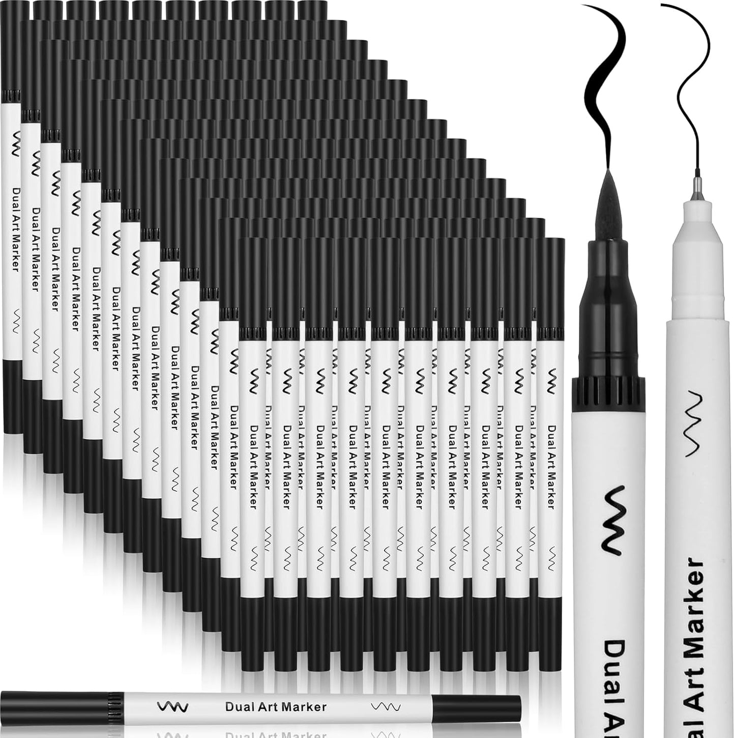 150 Pcs Black Drawing Pens Bulk Dual Brush Fineliners Pens Felt Tip Markers for Art Drawing Sketching