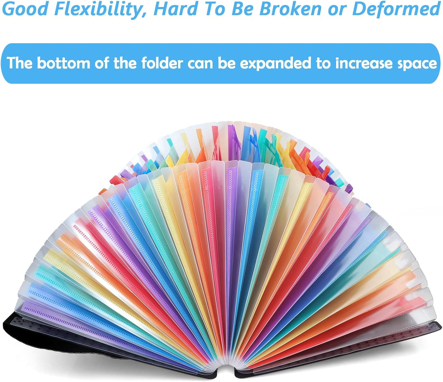 2 Pack Accordian File Organizer, Expanding File Folder 24 Pockets with Expandable Cover A4 Letter Size File Box, Portable Document Organizer - Black