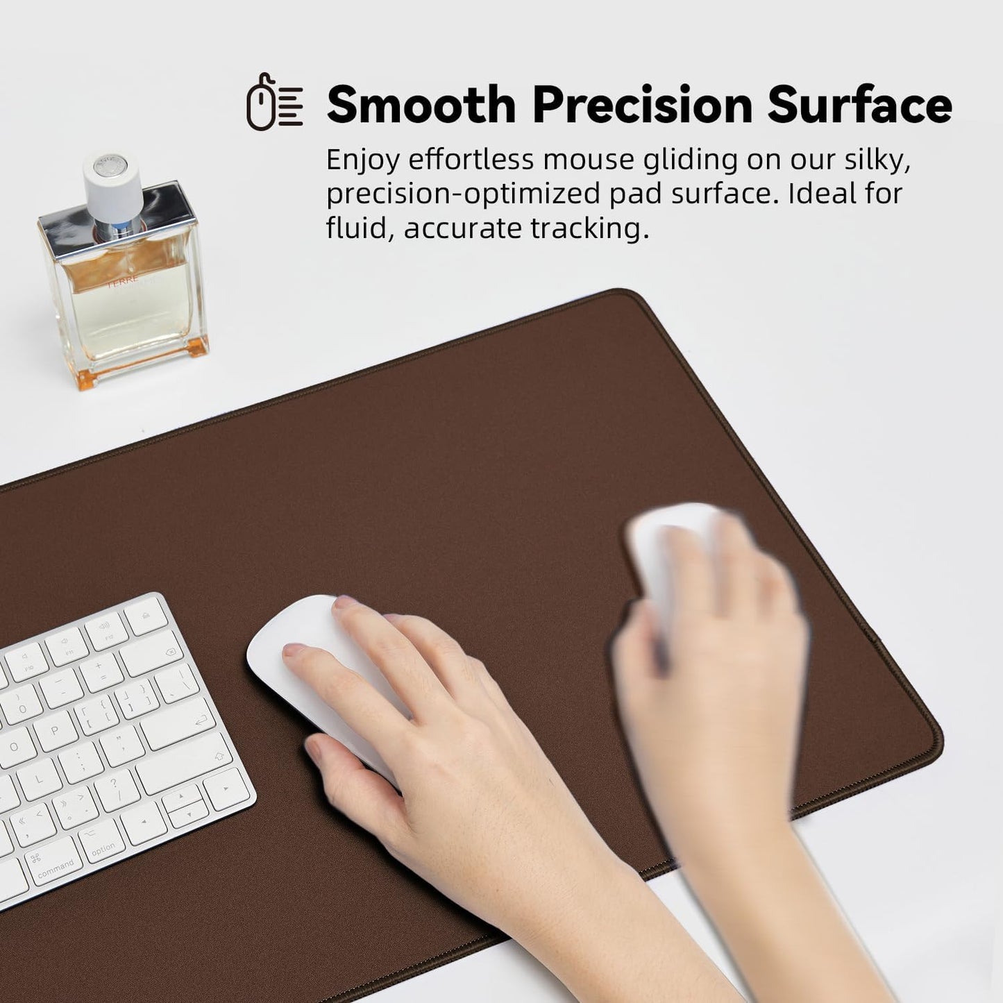 Waterproof Large Gaming Mouse Pad with Durable Stitched Edges, Non-Slip Rubber Base, Grainy Jacquard Mouse Mat Desk Pad for Home Office Gaming, 27.5"*11.8"*0.12", Coffee