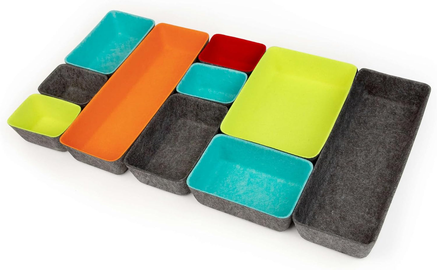 Three by Three Seattle Felt·Like·It! Felt Bins for Office, Crafts, Classroom, Living Room, Bedroom: Multicolor, Set of 10