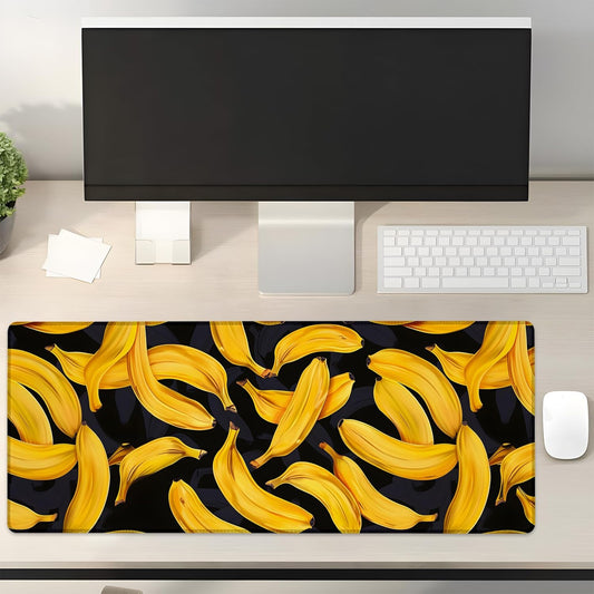 Banana Pattern Gaming Mouse Pad Gifts 31.5" x 11.8", Non-Slip Rubber Base MousePads for Computers Laptop School Office Home Accessories Decor, Mouse Pad, Keyboard Desk Mat