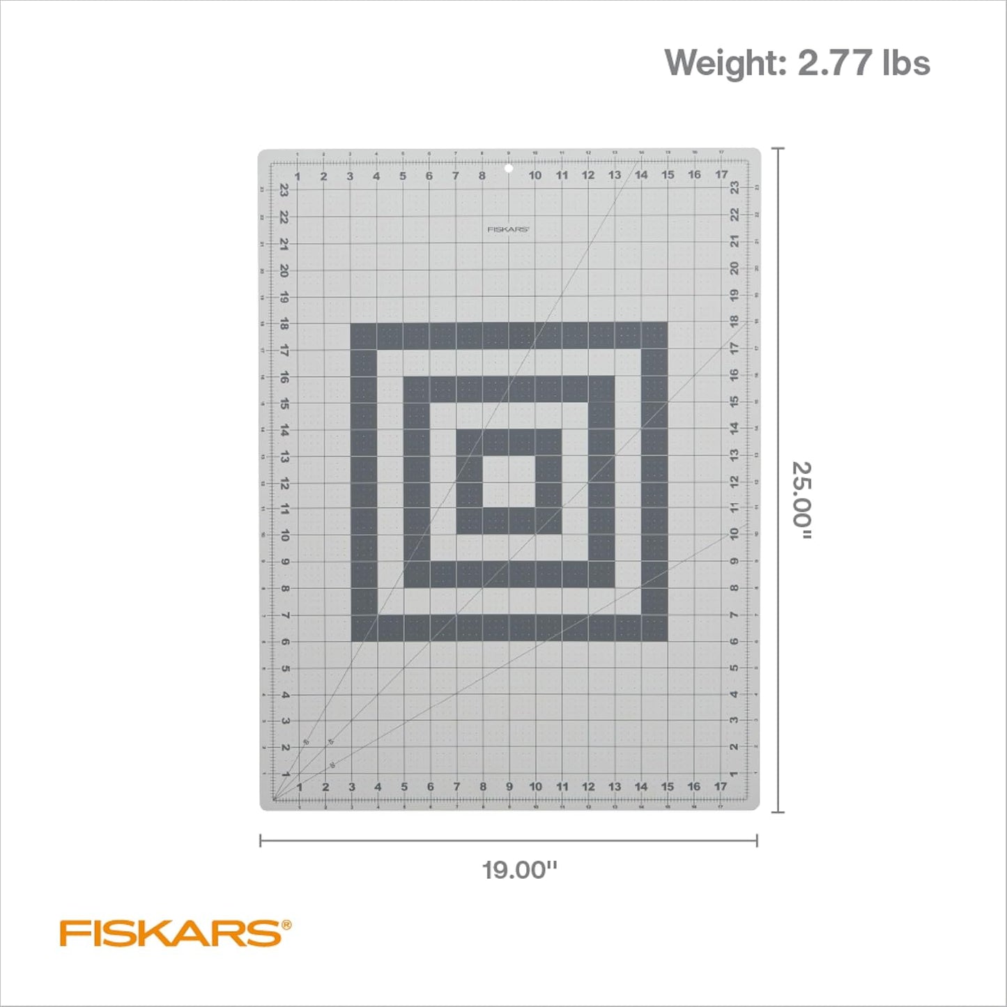 Fiskars Cutting Mat, Self-Healing Fabric Cutting Surface, Double-Sided Grid with Bias Lines, 18"x24"