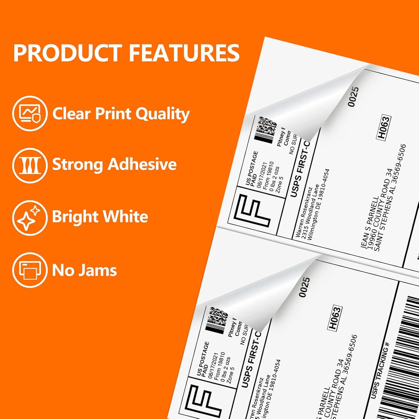 Half Page Self Adhesive Shipping Labesl, 8.5" x 5.5" Labels Compatible Laser & Inkjet Printers 2 Label Per Sheet (2000 sheets-4000 Label)