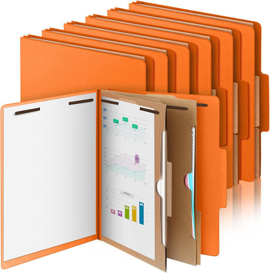 12 Pcs Classification Folders Letter Size, 2 Pocket Dividers Pressboard File Folder with Fasteners, Expanding File Organizer Bulk for Teachers, Clergy, Office, Church, Christmas (Orange)
