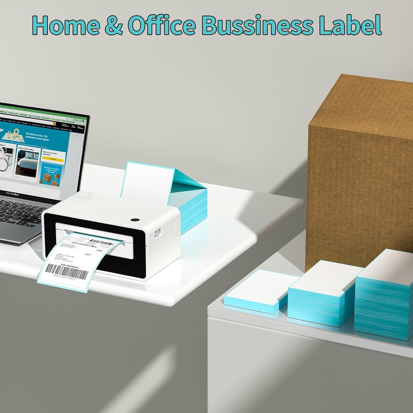 FungLam Direct Thermal Shipping Labels - 4x6 Thermal Labels Fanfold - Perforated and Strong Adhesive - 10000 Labels (1000 Labels per Stack, 10 Stacks)