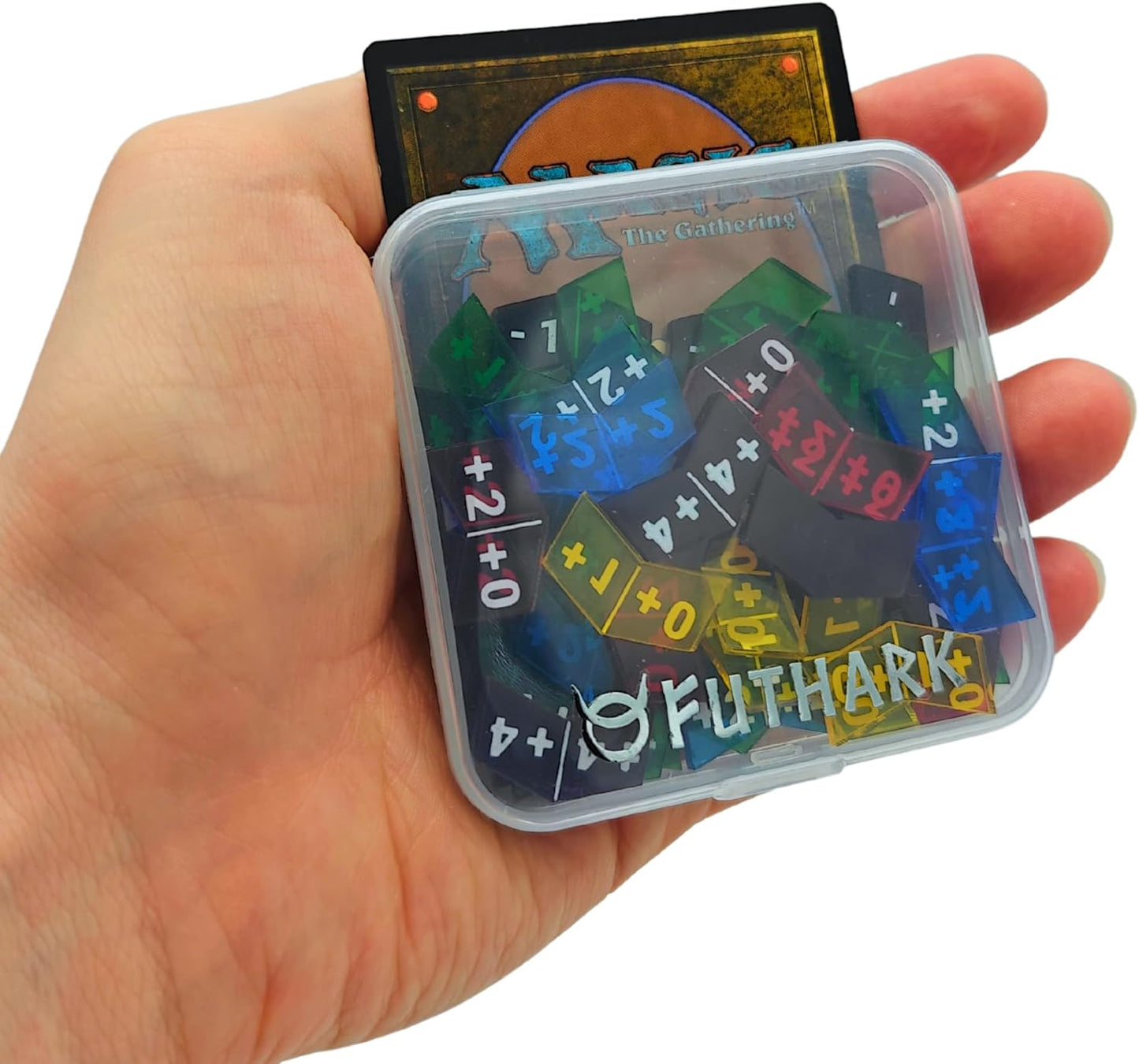 Futhark MTG Stat Counters / Buff Counters for Magic The Gathering - Set of 60 Color Coded MTG Tokens - Improved Gameplay with This Great Magic The Gathering Gift