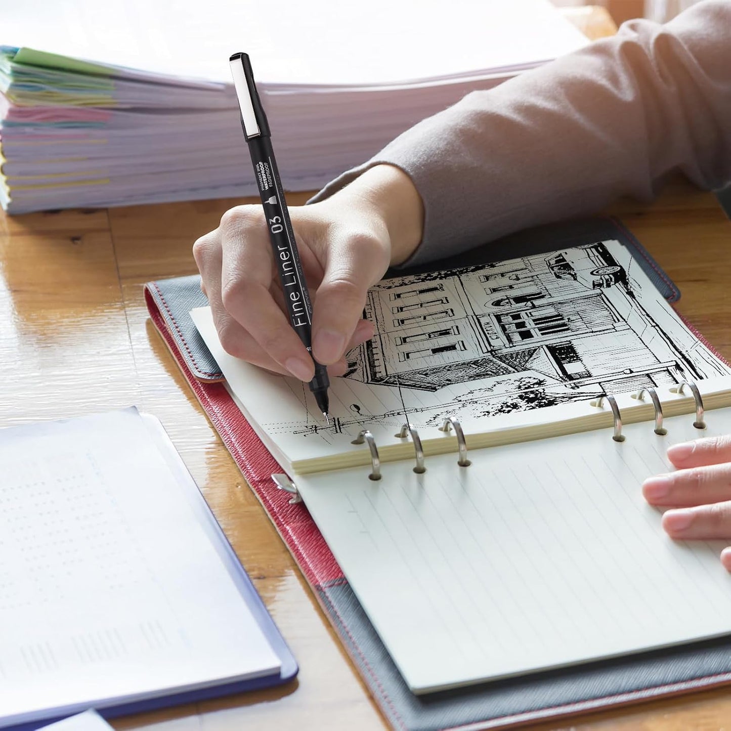 EYEYE Micro Pens, Black Drawing Art Pen,6 Pack 0.45mm Archival Pens Waterproof Ink Set Artist Supplies Archival Inking Markers Sketch Outline Pen, Precision Drawing and Sketching Kit