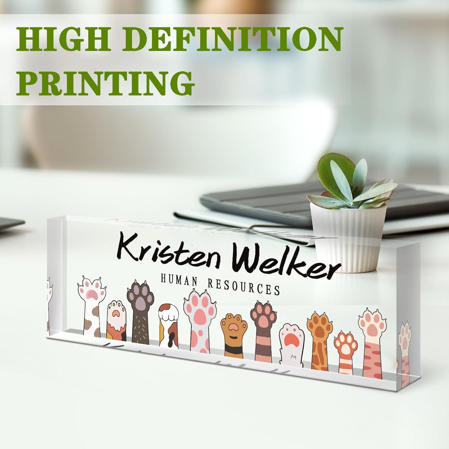 Gowellly Office Desk Name Plate Personalized - Custom Cute Desk Accessories Acrylic Name Plates for Desk - Employee Appreciation Gifts - Office Gifts for Teacher,Boss,Nurse,Women