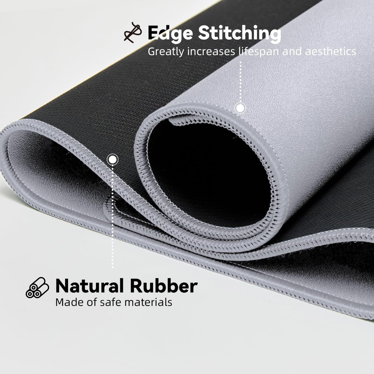 Waterproof Large Gaming Mouse Pad with Durable Stitched Edges, Non-Slip Rubber Base, Grainy Jacquard Mouse Mat Desk Pad for Home Office Gaming, 15.74"x35.43"x0.12", Light Gray