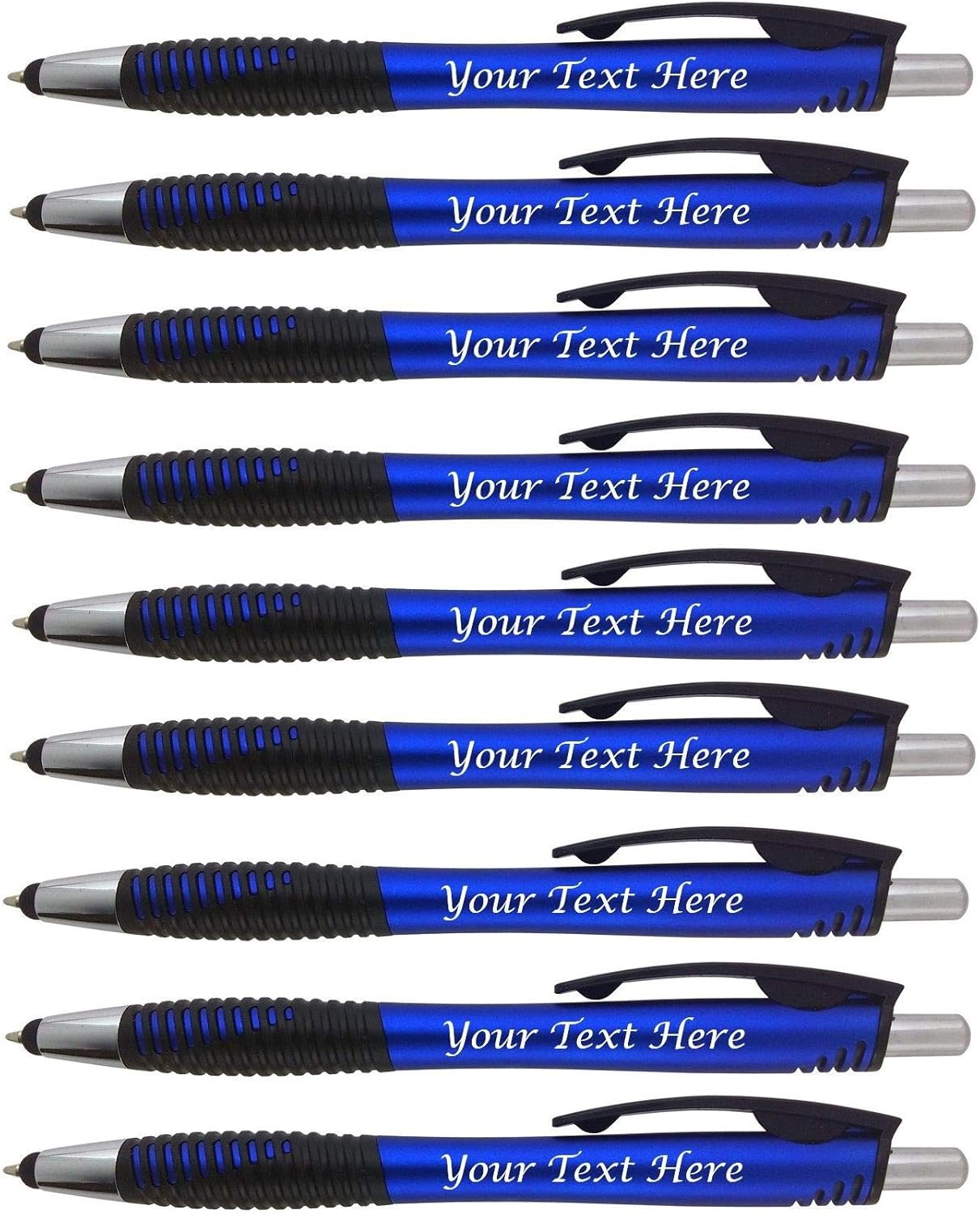 Personalized Pens with Your Custom Logo or Text-250 Pack Bulk-for Businesses, Parties, and Events, 2 in 1 Capacitive Stylus & Ballpoint Pen Compatible with Most Touchscreen Devices, Blue