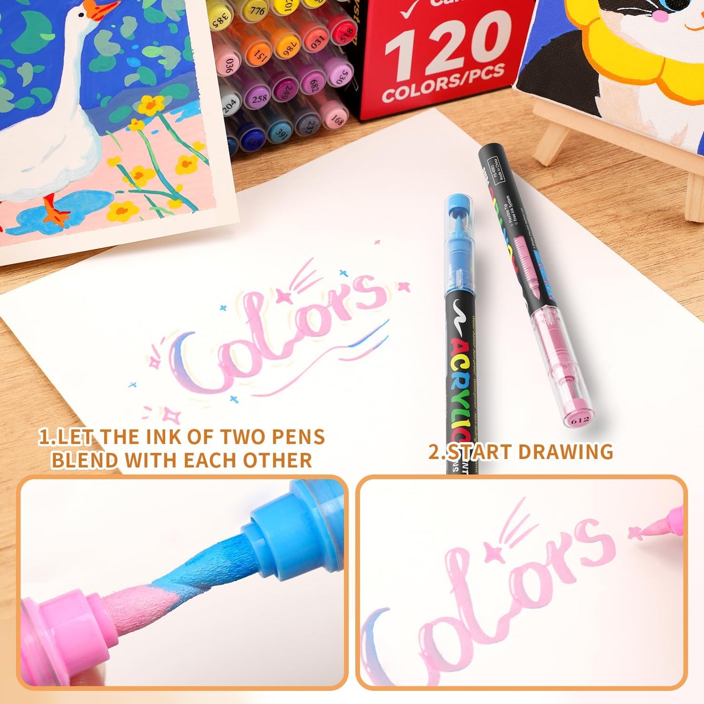 168 Colors Acrylic Paint Markers, Soft Brush Tip Acrylic Markers Set, Paint Pens for Wood, Fabric, Canvas, Glass, Stone, Canvas, Rock Painting and DIY Crafts Art Supplies