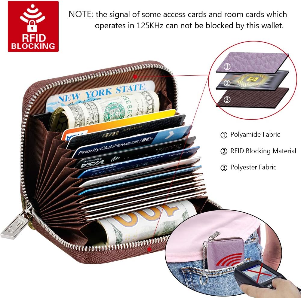 FurArt Zipper Wallet Women, RFID Blocking Credit Card Wallet, Business Card Holder, Compact Size KeyChain Wallet