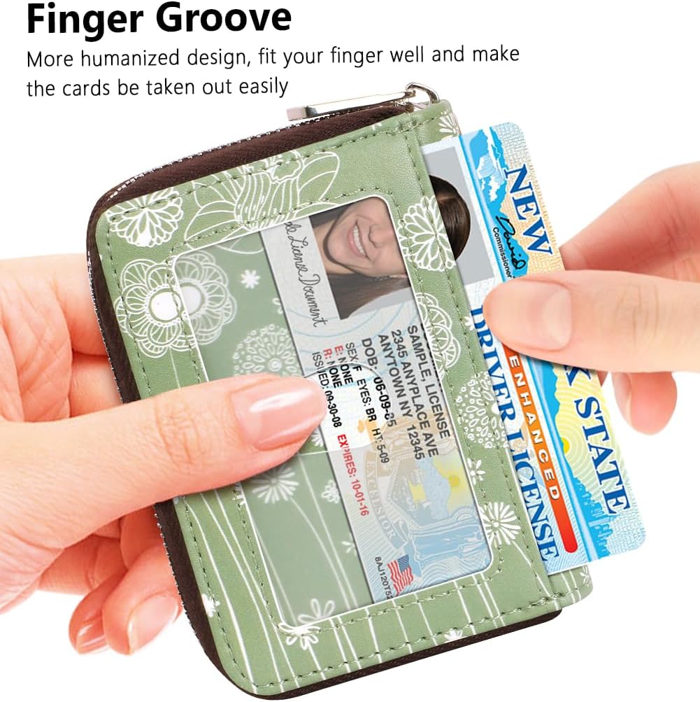 FurArt Zipper Wallet Women, RFID Blocking Credit Card Wallet, Business Card Holder, Compact Size KeyChain Wallet