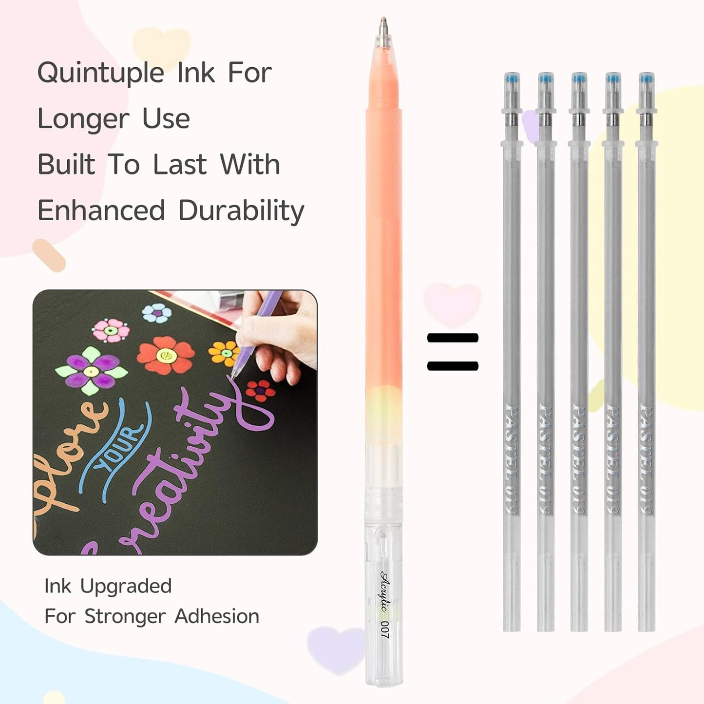 LIUILUCAI 24 Colors Paint Markers, 3D Acrylic Gel Pens,Bullet Tip Point, Acrylic Paint Pen for Canvas, DIY Crafts, Art, Drawing, Bullet Journaling-1.0 mm