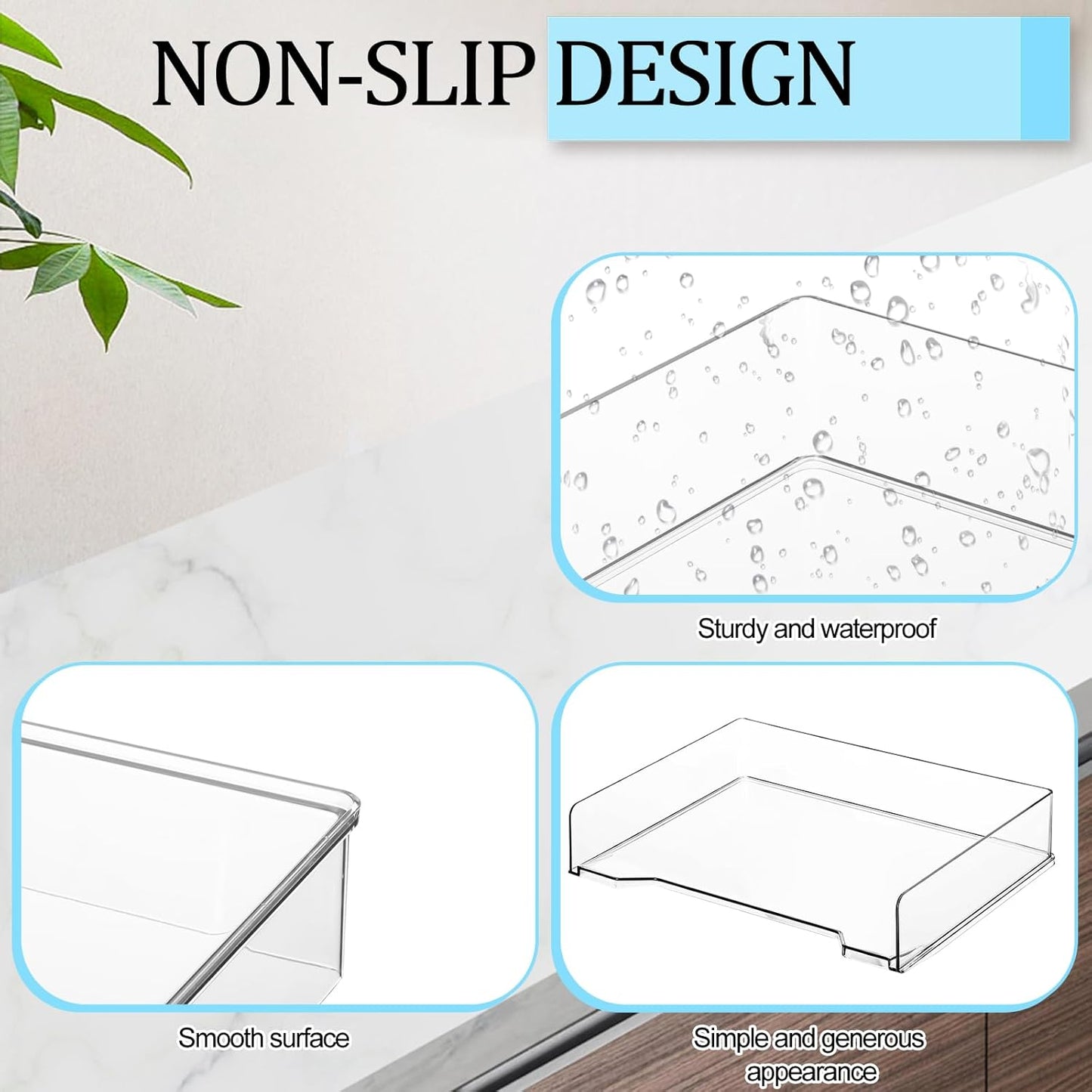 2 Pcs Stackable Letter Tray Rectangular Plastic Desk Organizer 13 x 9.5 x 2.6 in Paper Holder File Tray Accessories Rack for Desktop Office Desk Drawers (Clear)