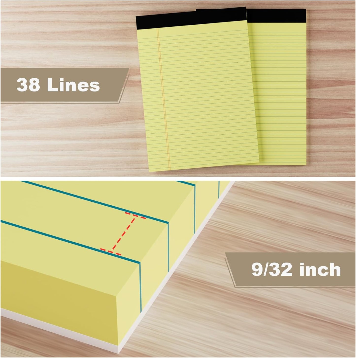 12 Pack Yellow Legal Pads 8.5 x 11.75 College Ruled Yellow Note Pad Narrow Ruled 30 Sheets Notepads Perforated Writing Pad Clear Print 8x11 Legal Pads Pads of Paper