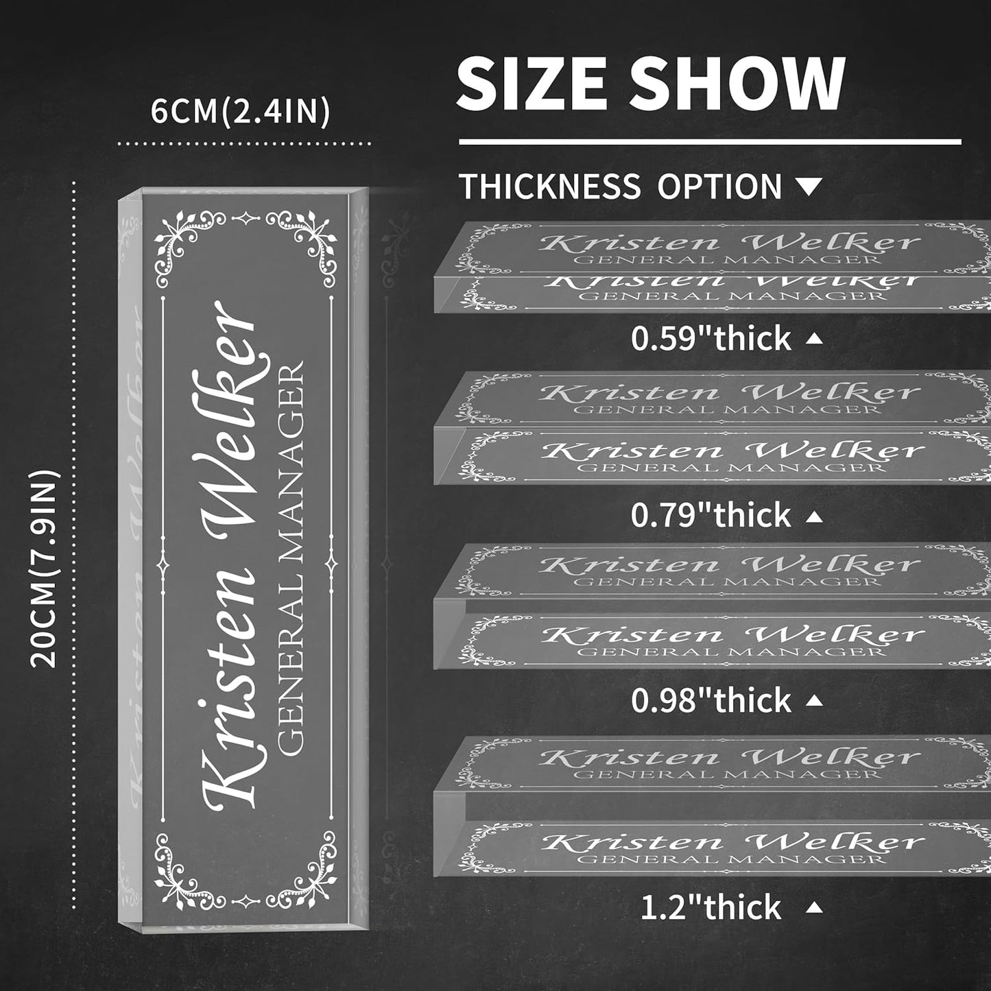 Gowellly Desk Name Plate Personalized - Custom Acrylic Name Plate for Desk - Enterprise Custom Logo/Text nameplates - Employee Appreciation Gifts (engrave-1)