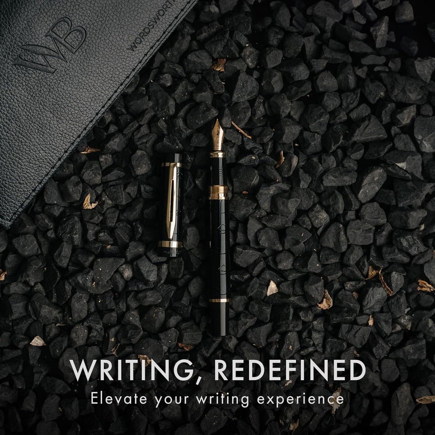 Wordsworth & Black Primori Fountain Pen Set [Black Gold]; Extra Fine Nib, Gift Case, 24 Ink Cartridges, Refill Converter, Manual; Journaling, Calligraphy, Smooth Writing Pens; Left and Right Handed