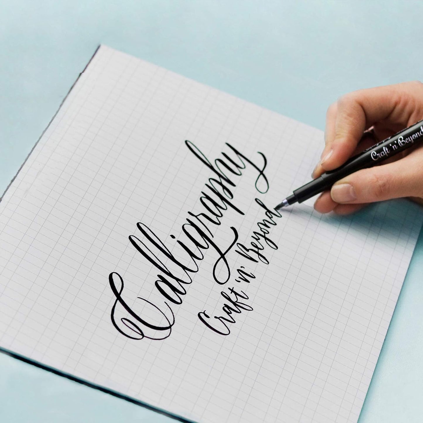 Craft 'n' Beyond Calligraphy Brush Pens Pack of 3 Small, Medium and Large Markers for Hand Lettering, Art Drawing, Sketching, Scrapbooking, Journaling - Beginner Kit with Fadeproof Black Ink