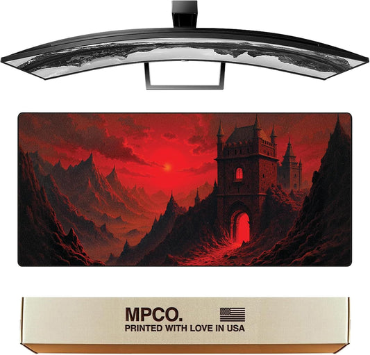 MPCO. Dark Fantasy Large Gaming Desk Pad - 36" x 17" Aeroglyde Fabric The Scarlet Passage Desk Mats - Non-slip, Washable, Smooth Glide for Precision Gaming & Work