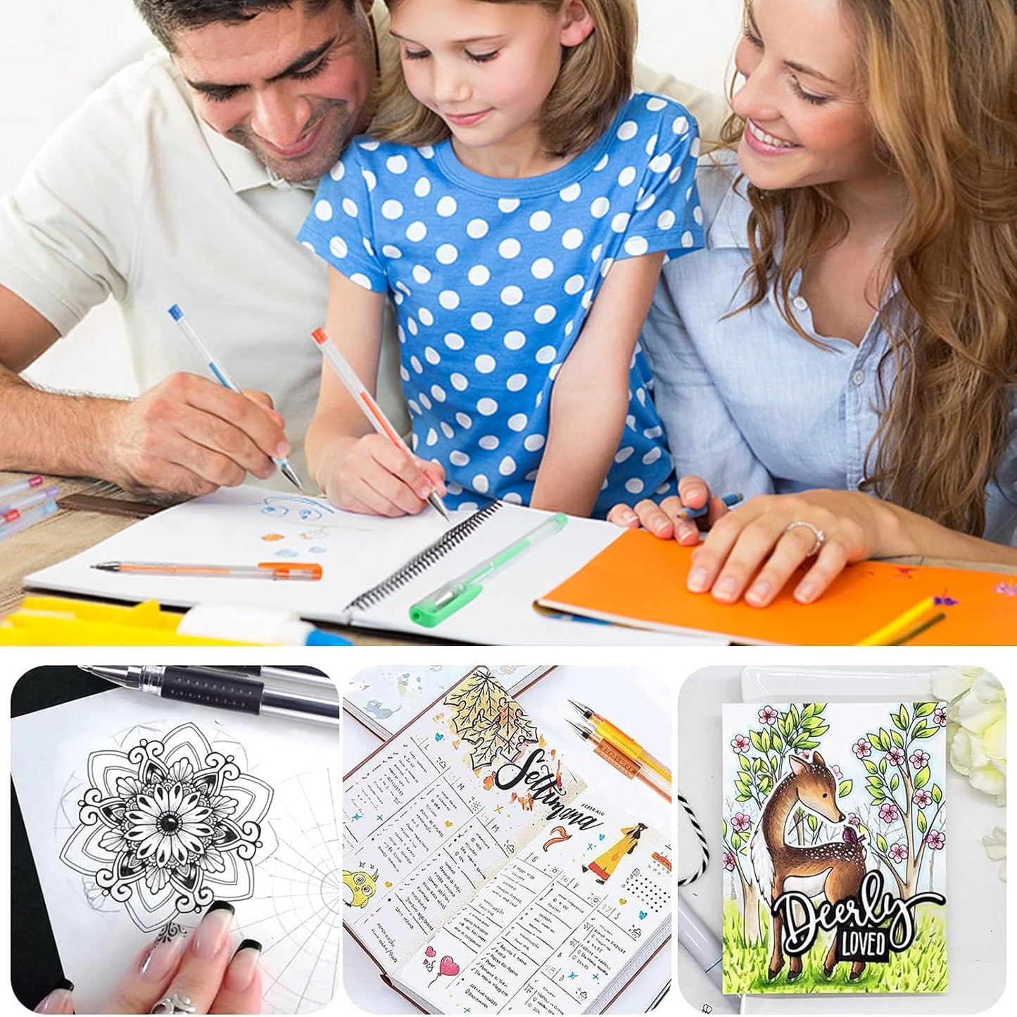 Grey Gel Pens for Coloring Book,36 Color Gel Pens Set including 12 Color Gel Pen with 24 Refills,40% More Ink Colored Gel Pens for Drawing, Doodling, Scrapbook, Journaling