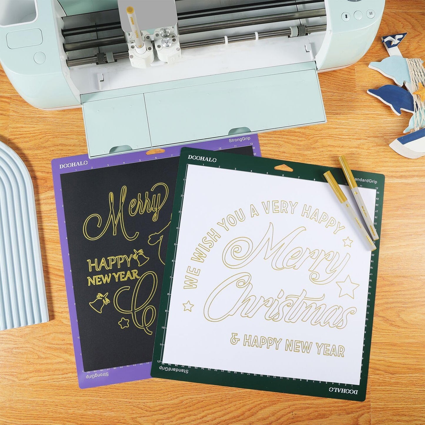 DOOHALO Gold Metallic Gel Glitter Pens Compatible with Cricut Maker 3/Maker/Explore 3/Air 2/Air 1.0/0.8/2.0/2.5 Variety Point Tips Markers for drawing Writing