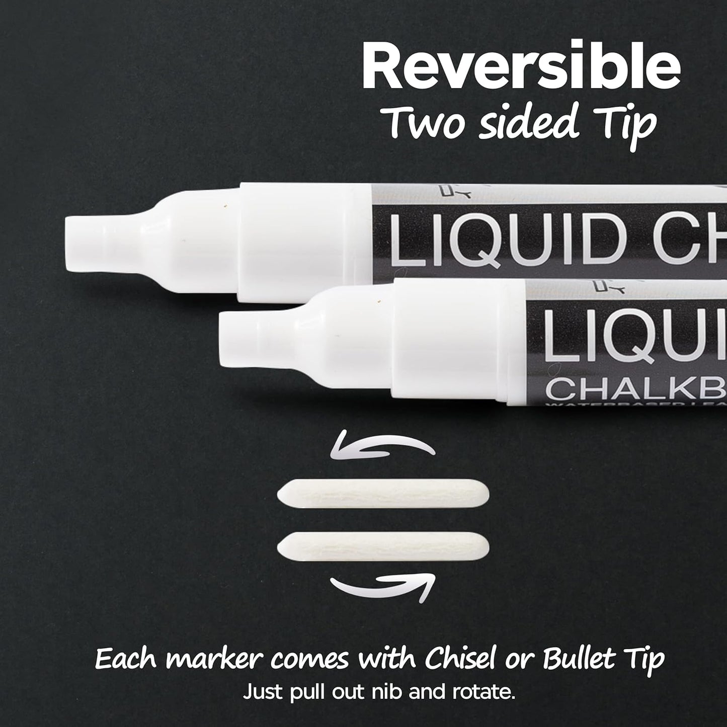 Liquid Chalk Markers - 4 White Fine Tip Chalk Pens, Erasable, Non-Toxic, Water-Based, Kids & Adults - White Chalk Markers for Blackboard, Glass, Chalkboard Paint for Businesses, Restaurants
